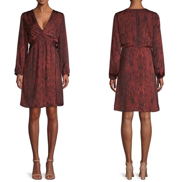 NWT AVA & AIDEN black & rust snake print dress size medium reptile animal print - Picture 1 of 7